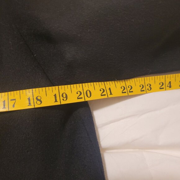 VTG J. Hook Womens Double-Breasted Wool Overcoat Satin Lining Navy Blue M L - Picture 4 of 7